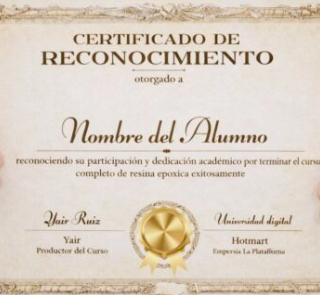 Certificado de culminación del curso de resina epóxica